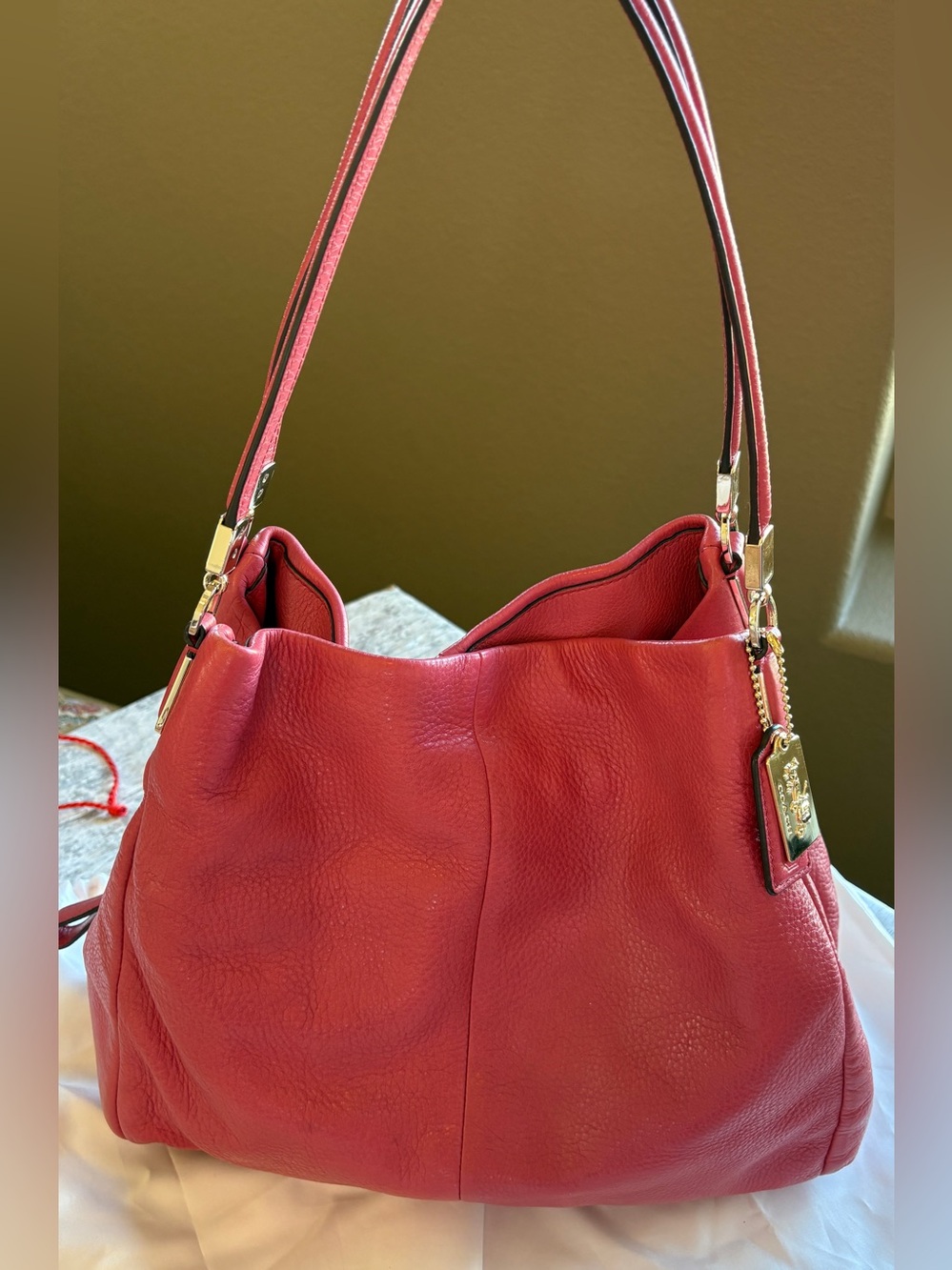 Preloved COACH MADISON PHOEBE LEATHER SHOULDER BAG PURSE PINK PEONY